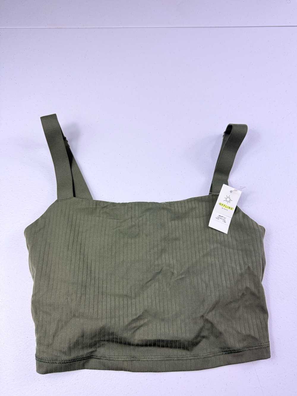 Offline aerie Ribbed Olive Green Crop Cami Top